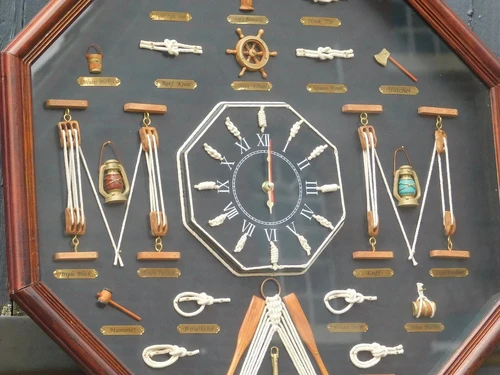 Maritime Wall Decoration with Ship Knots and Clock - 66 cm