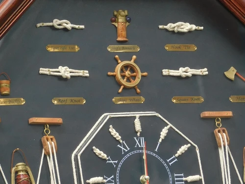 Maritime Wall Decoration with Ship Knots and Clock - 66 cm