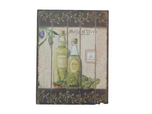 Nostalgisch decoratief bord, Italiaanse olijfolie, foto als muurschildering