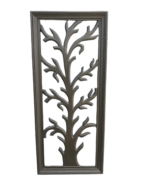 Prachtig wandornament koloniaal hout gesneden ''boom