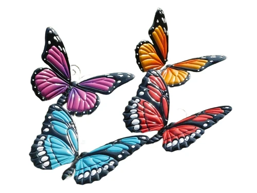 Set van 3 vlinders - vol in kleur - metaal - wanddecoratie