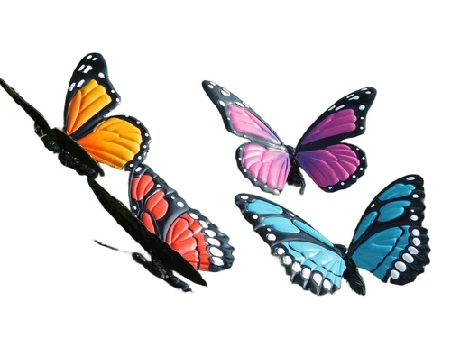 Set van 3 vlinders - vol in kleur - metaal - wanddecoratie