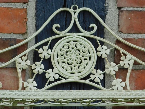 Vintage Wall Rack with Hooks - Old White - Wrought Iron