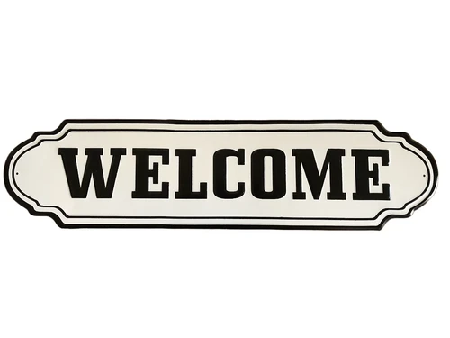 Wandbord, naamplaat XL, met tekst: WELCOME in old-look.