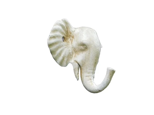 Wall hook Elephant - Cast iron - Old White