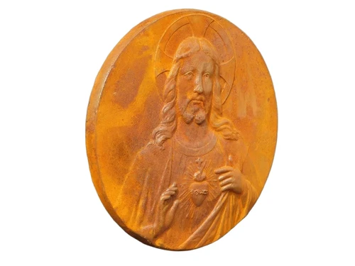 Wandteller Jesus - Gusseisen - Rostfarbe