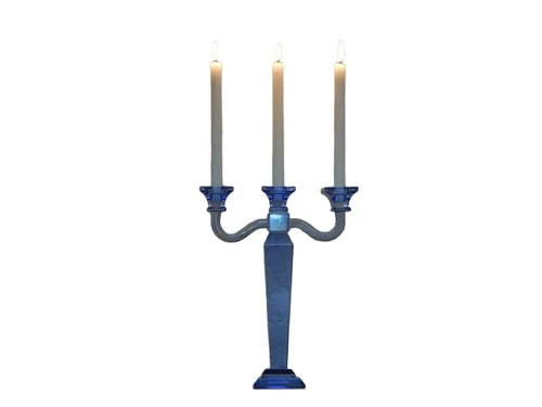 Candlestick - Blue - 35 cm - Glass