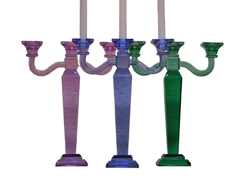 Candlestick - Green - 35 cm - Glass