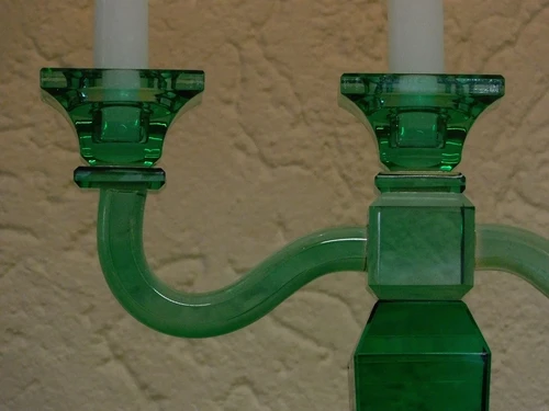 Candlestick - Green - 35 cm - Glass