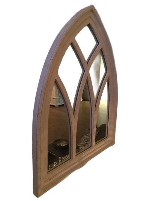 1 Mirror window with wooden frame in white wash