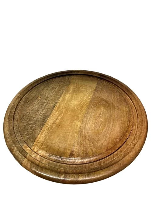 Sturdy vintage glass dome on wooden tray - alu base - diameter 36 cm