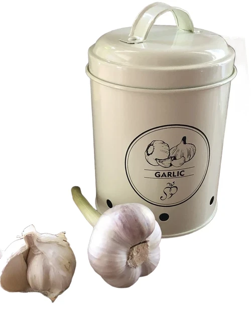Mooi decoratief opbergblik voor garlic.