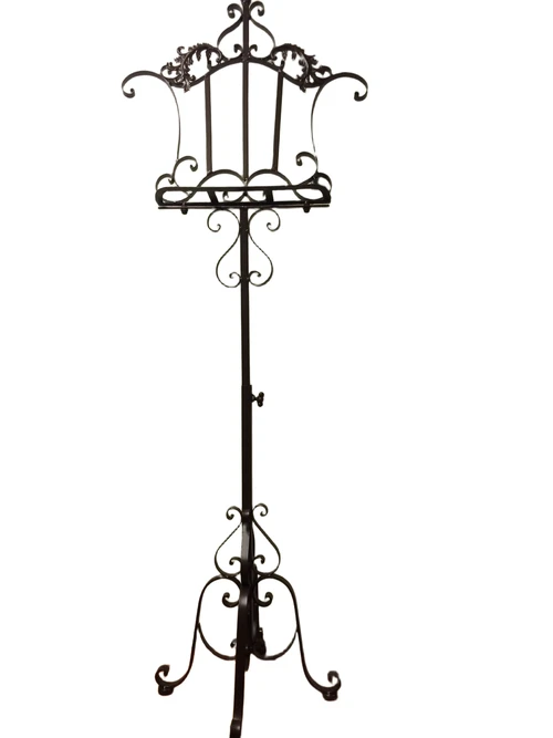 Classical Music Stand – Wrought Iron – Brown – Adjustable 120–170 cm
