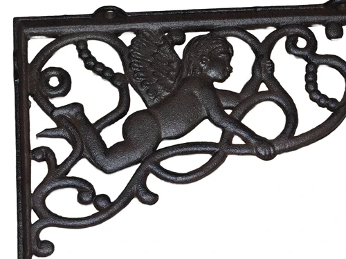 Pair of beautiful shelf supports - shelf supports ENGEL motif, cast iron-small
