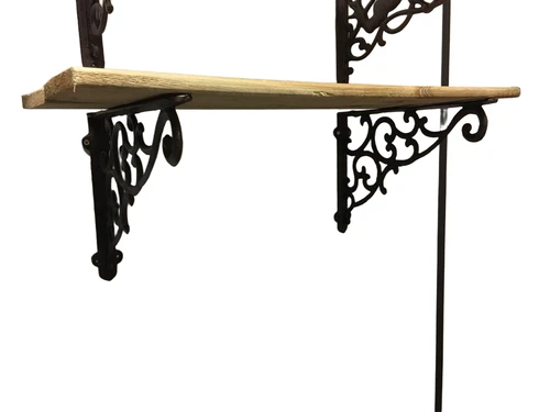 Pair of shelf supports, hanging bracket, cast iron rust brown