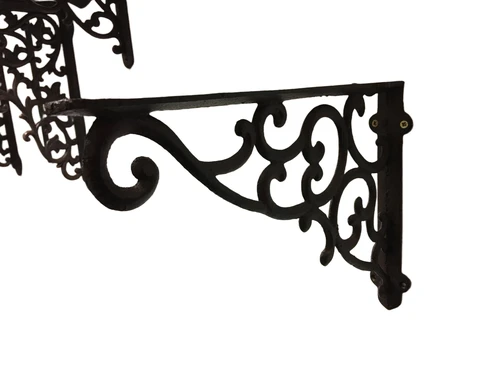 Pair of shelf supports, hanging bracket, cast iron rust brown