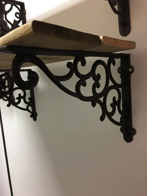 Pair of shelf supports, hanging bracket, cast iron rust brown