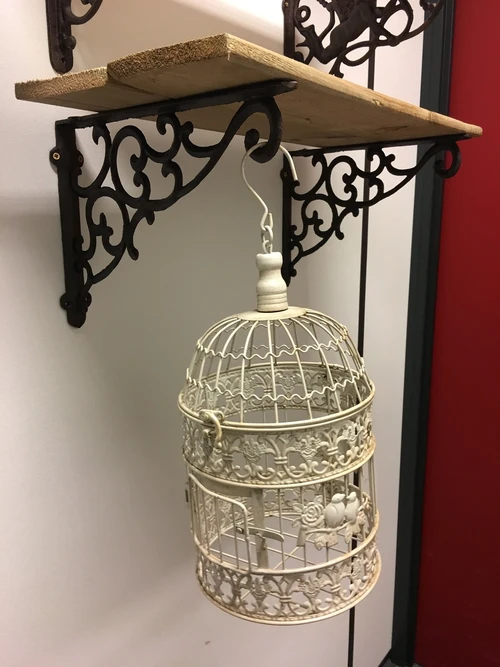 Pair of shelf supports, hanging bracket, cast iron rust brown