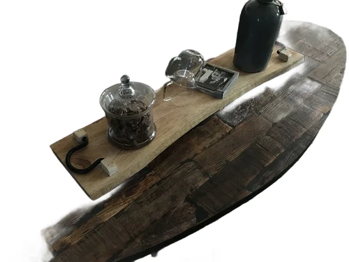Rustikales Schneidebrett, Küchenbrett aus Massivholz, Tablett mit Metallgriffen
