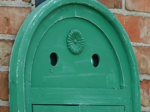Mirror with wooden frame and doors - vintage green