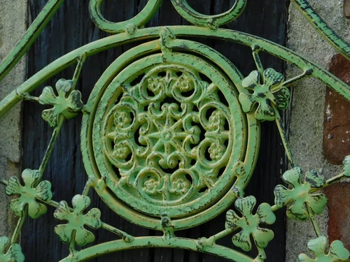 Vintage Wandrek met Haken - Old Green -  Smeedijzer