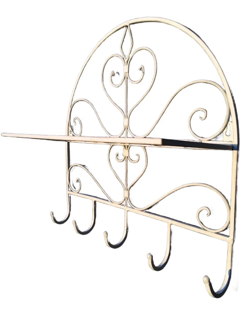Wandregal Garderobe aus Schmiedeeisen, alt-weiß