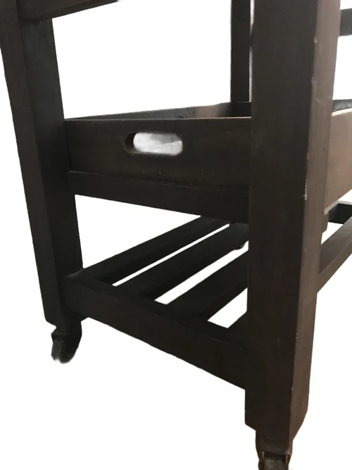 Een koloniaal hardhouten serveertafel, rolbare tafel, MAAR 1 BESCHIKBAAR!!