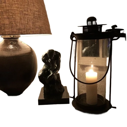 Large storm lantern, metal with glass, very beautiful!!