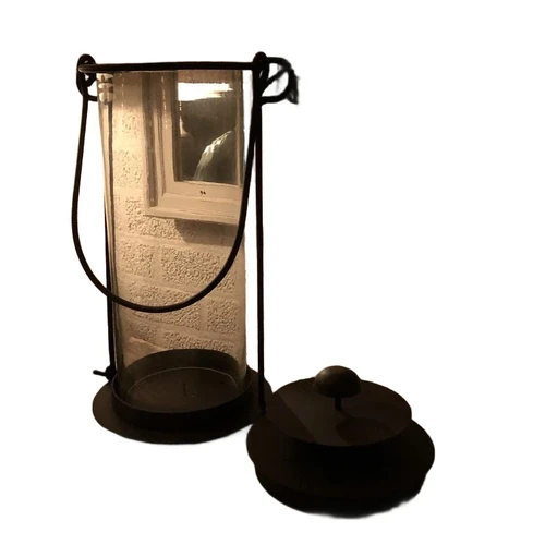 Large storm lantern, metal with glass, very beautiful!!