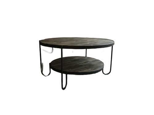 Fraaie robuuste salontafel, gemaakt van metaal en hout