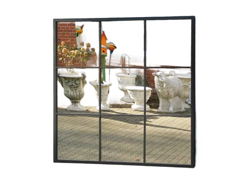 Large mirror - square - black - metal - window mirror