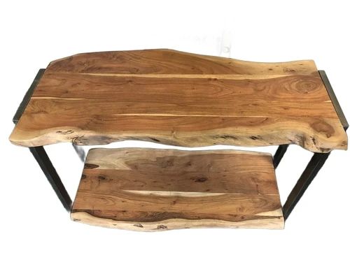 HOE FRAAI IS DEZE DUBBELE BOOMSTAMTAFEL MET GIETIJZEREN ONDERSTEL ALS SIDETABLE