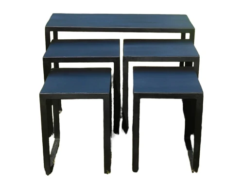 Industrielles Tischset - Schwarzes Mangoholz und Metall - 5 Teile