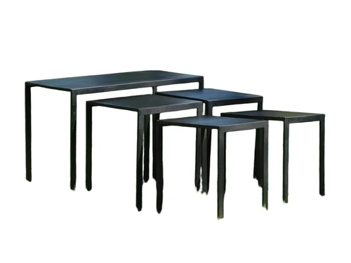 Industrielles Tischset - Schwarzes Mangoholz und Metall - 5 Teile