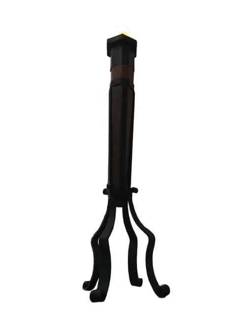 Candle holder / candle stand set, made of wrought iron and wood, robust!