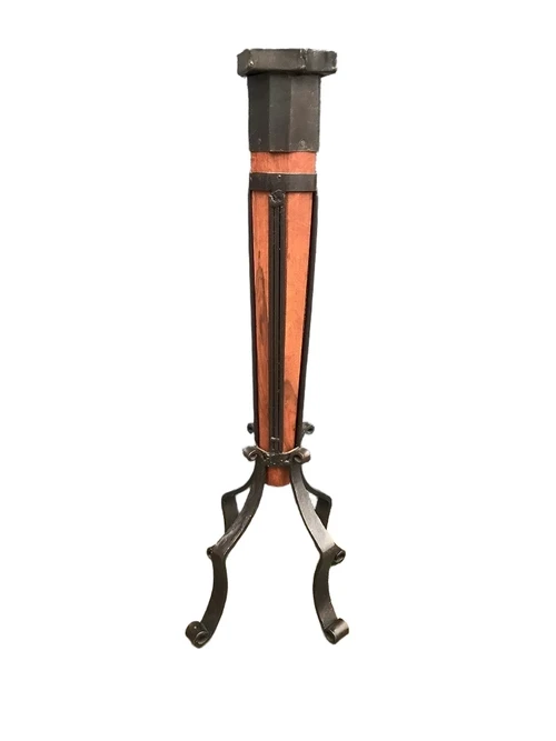 Candle holder / candle stand, made of wrought iron and wood, robust!