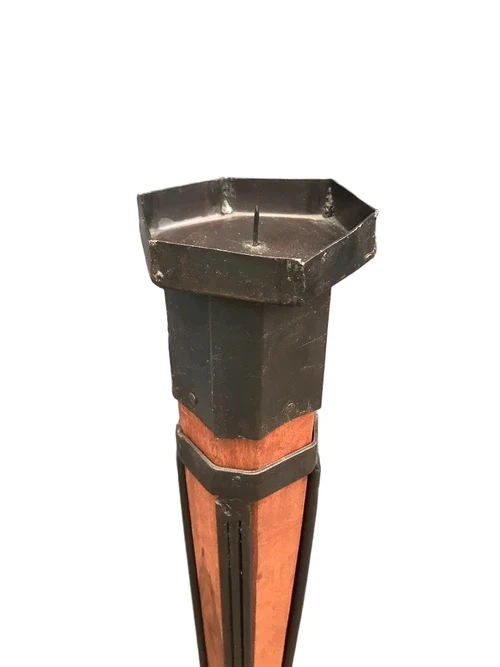 Candle holder / candle stand, made of wrought iron and wood, robust!
