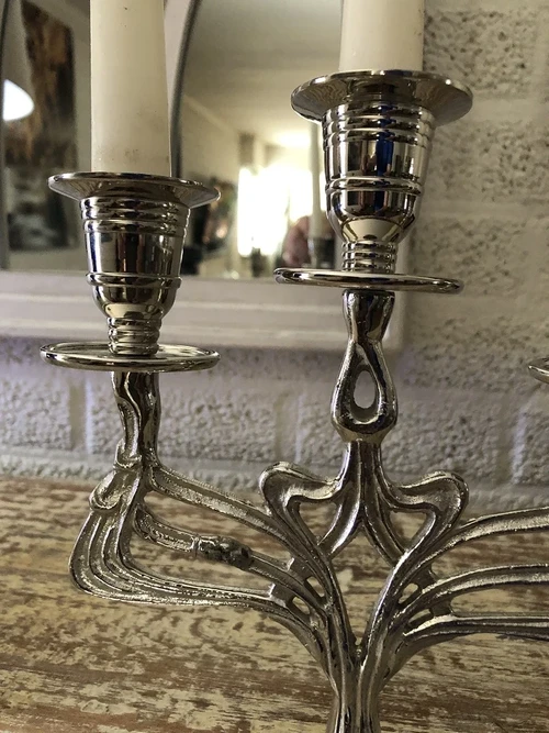 Kerzenleuchter - 3-Arm - Nickel