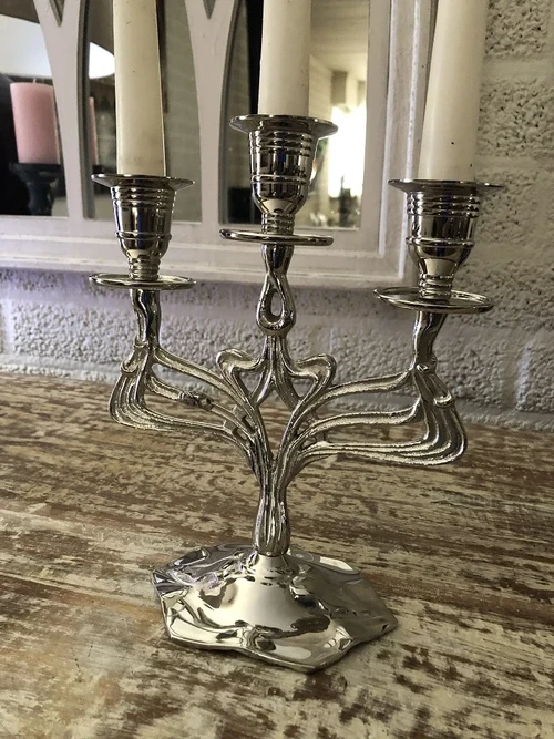 Kerzenleuchter - 3-Arm - Nickel