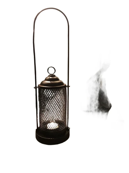 Candlestick, storm lantern, metal brown.
