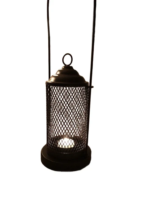 Candlestick, storm lantern, metal brown.