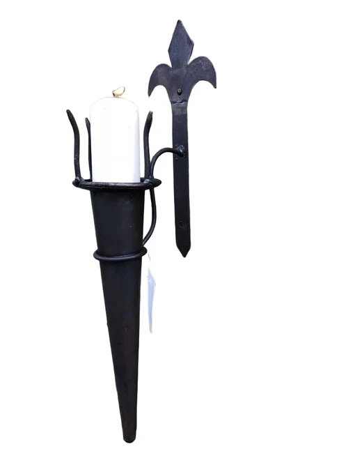 Castle torch as a candle holder, metal