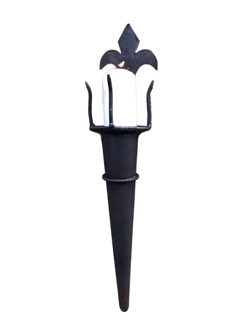 Castle torch as a candle holder, metal