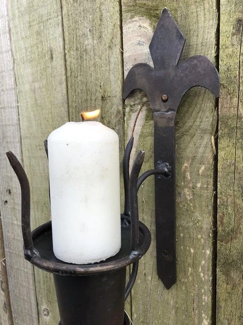 Castle torch as a candle holder, metal