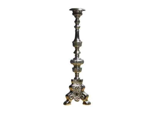 Classic candlestick - nickel - candle holder - 68cm high