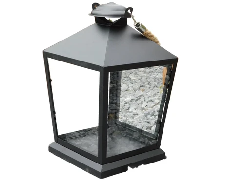 Lantern with rope - black