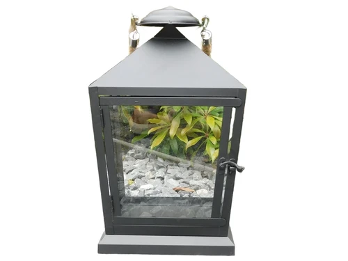 Lantern with rope - black
