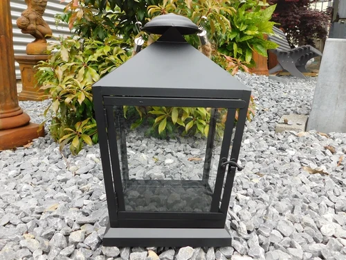 Lantern with rope - black