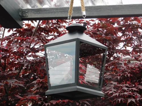 Lantern with rope - black