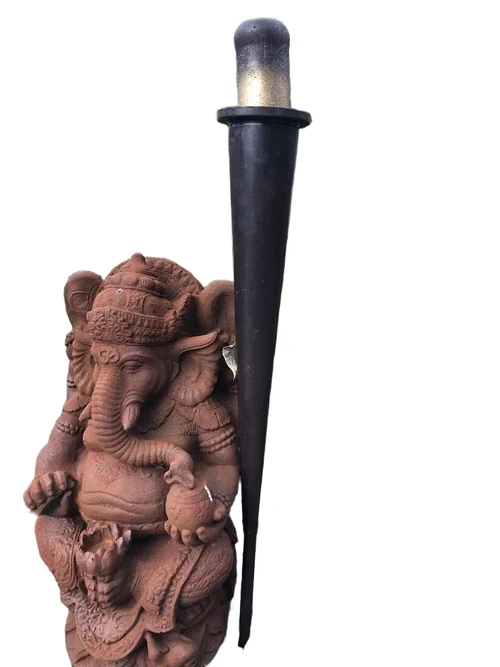 Beautiful metal torch-candlestick with earth spike, beautiful!
